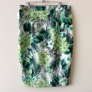 Forever 21 Plus Mid Calf skirt with Green Leaf Print  size 1x NWT